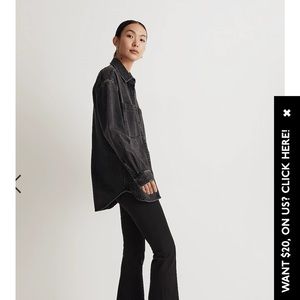 NWT Madewell denim oversized button up shirt in lunar wash - small